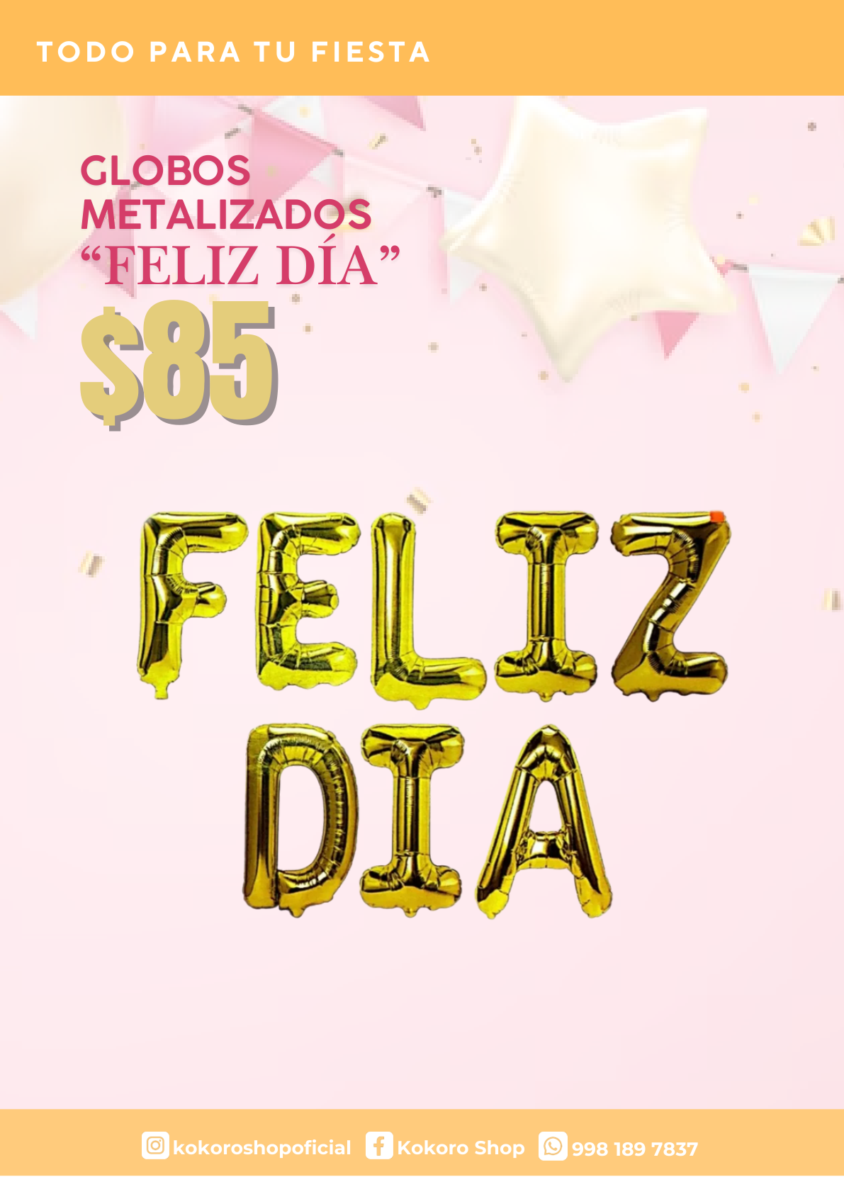 Globos Metalizados “Feliz Día”