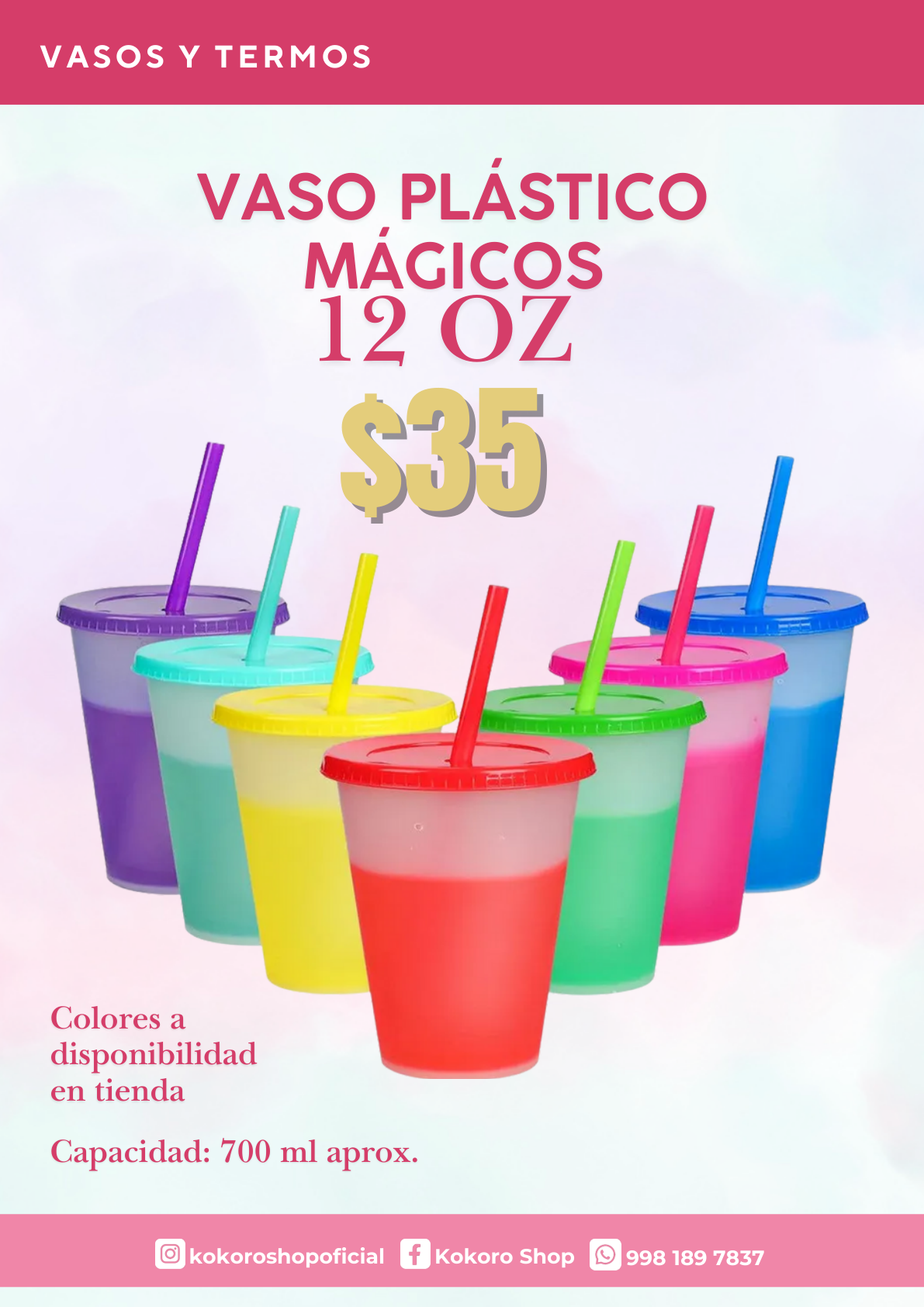Vaso Plástico Mágicos 12 Oz