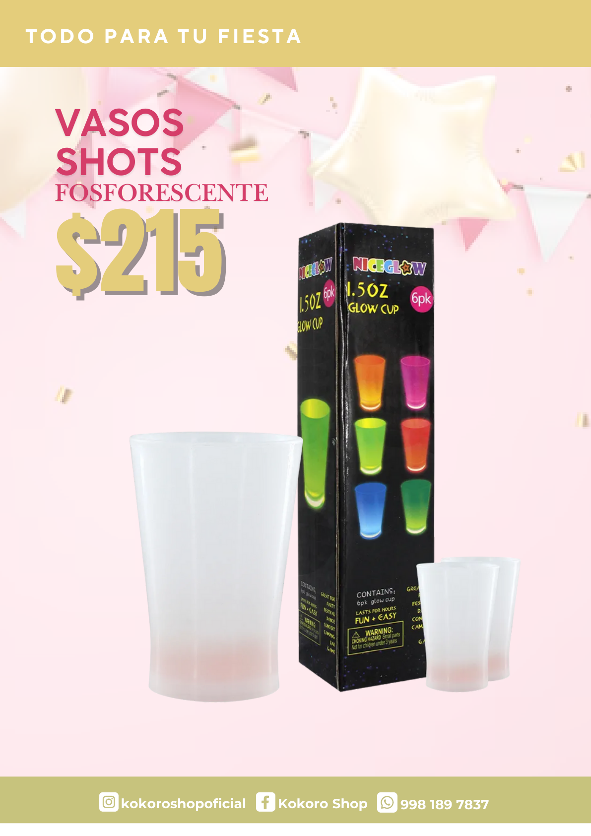 Vasos Shots Fosforescente